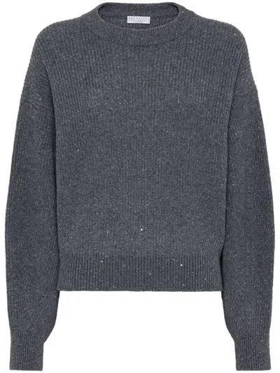 Shop Brunello Cucinelli Wool Crewneck Jumper In Grey