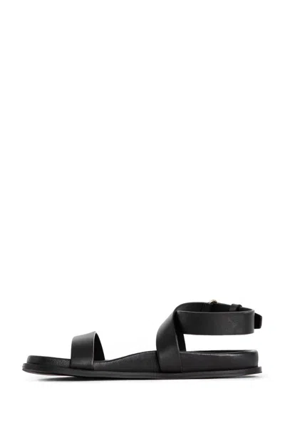 Shop Totême Toteme Flat Sandals In Black