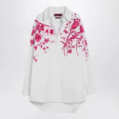 Gucci Floral Cotton Poplin Shirt In White