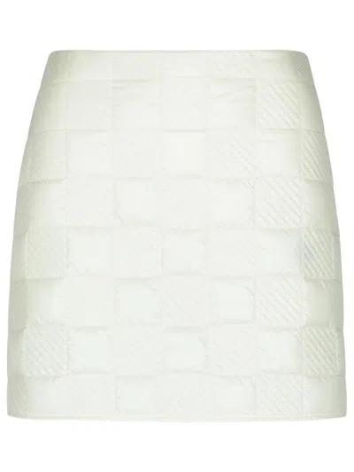 Moncler Quilted Mini Skirt With Mini Length In Cream