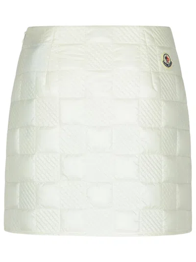 Moncler Quilted Mini Skirt With Mini Length In Cream