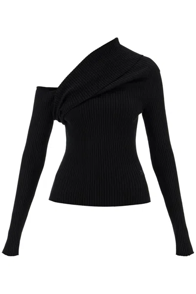 Shop Courrèges One Shoulder Ribbed In Black