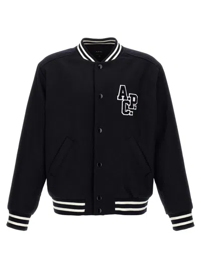 Apc A.p.c. Micky Wool Blend Bomber Jacket In Blue