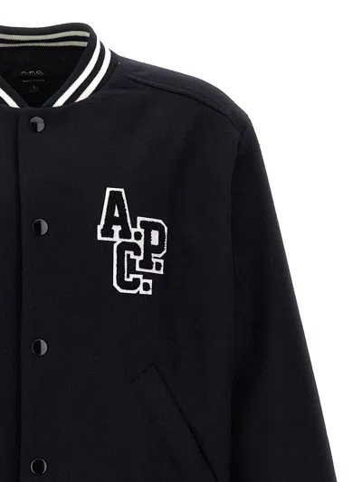 Apc A.p.c. Micky Wool Blend Bomber Jacket In Blue