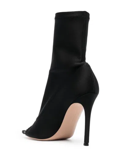 Gianvito Rossi Black Crystal-embellished Open-toe Stiletto Boots In Black