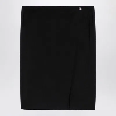 Givenchy Black Wool Skirt With Metal Button 4g In Black