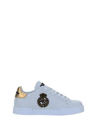 Dolce & Gabbana Portofino White Leather Sneaker With Logo Detail