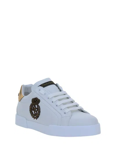 Dolce & Gabbana Portofino White Leather Sneaker With Logo Detail