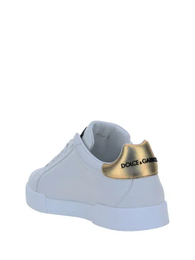 Dolce & Gabbana Portofino White Leather Sneaker With Logo Detail