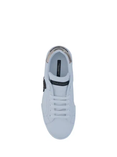 Dolce & Gabbana Portofino White Leather Sneaker With Logo Detail