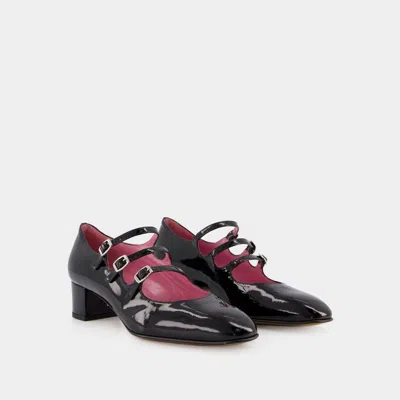 Carel Paris 'kina' Black Mary Janes With Straps And Block Heel In Black