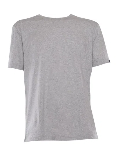 Fay Cotton T-shirt With Contrasting Color Collar In Brown