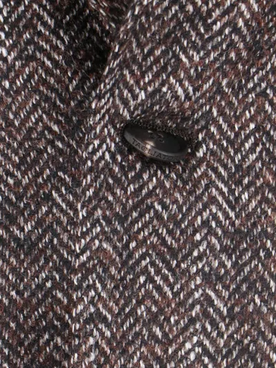 Tagliatore Tailored Jacket Herringbone Pattern In Brown