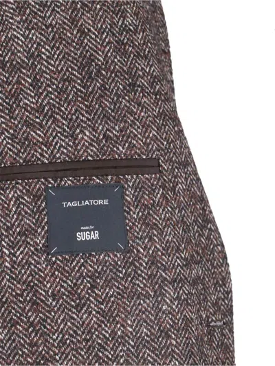 Tagliatore Tailored Jacket Herringbone Pattern In Brown