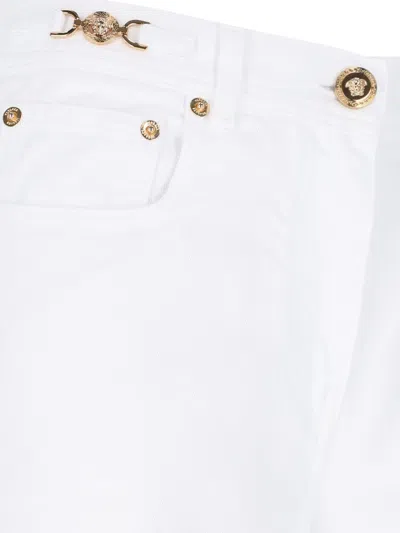 Versace 'medusa '95' Denim Trousers In White