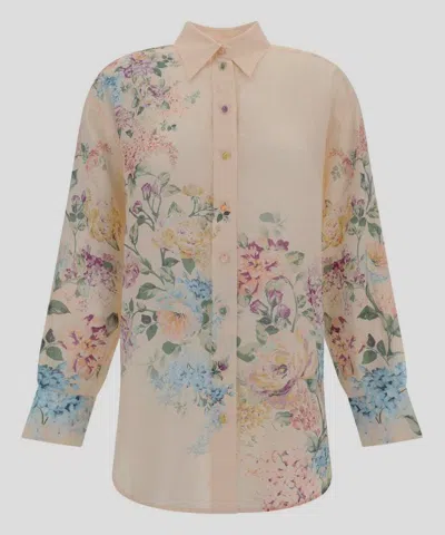 Shop Zimmermann Shirts In Creamwatercolourfloral