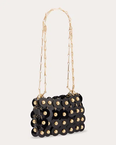 Rabanne Nano Sparkler Shoulder Bag In Black/gold