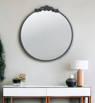 Homezia 32" Black Crowned Top Framed Accent Mirror