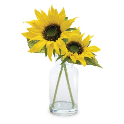 Houzbling Sunflower In Vase (set Of 2) 12"h Polyester/glass