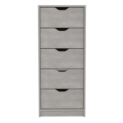 Homezia 18" Gray Five Drawer Standard Chest