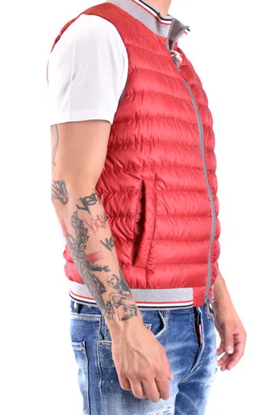 Herno Quilted Sleeveless Jackets Ribbed Collar In Red