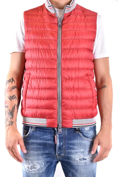 Herno Quilted Sleeveless Jackets Ribbed Collar In Red