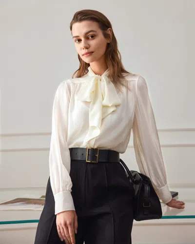 Lilysil Bow Tie Silk Jasmine Blouse For Women In Multi