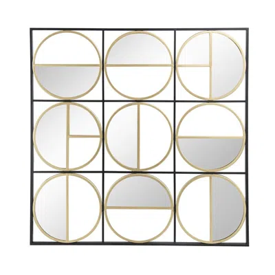 Homezia 36" Black And Gold Square Framed Accent Mirror