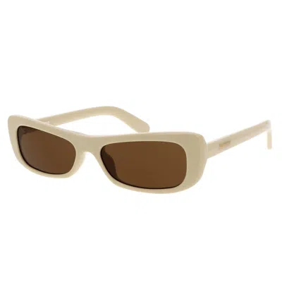 Jacquemus Les Lunettes Capri Rectangular Cat-eye Sunglasses. In Beige