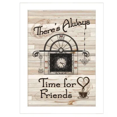 Homezia Time For Friends 4 White Framed Print Kitchen Wall Art
