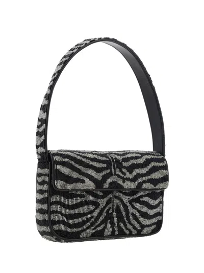 Staud Tommy Beaded Bag Shoulder Bag With All-over Beads In Black/white