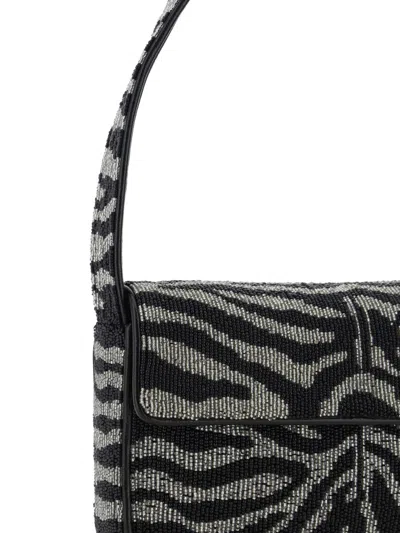Staud Tommy Beaded Bag Shoulder Bag With All-over Beads In Black/white