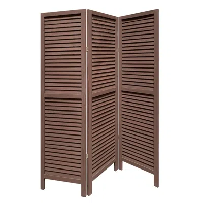 Homezia Stylish Three Panel Washed Brown Shutter Divider Screen