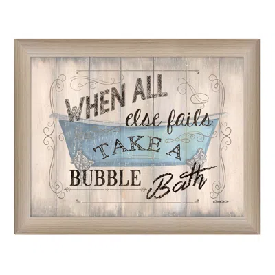 Homezia Take A Bubble Bath 1 Brown Framed Print Bathroom Wall Art
