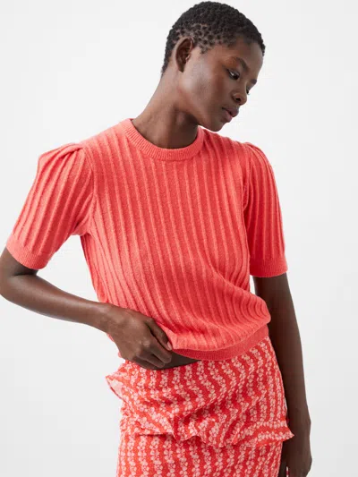 French Connection Lola Recycled Short Sleeve Jumper Cayenne Red In Red