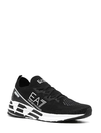 Ea7 Crusher Distance Sneakers In Black+white