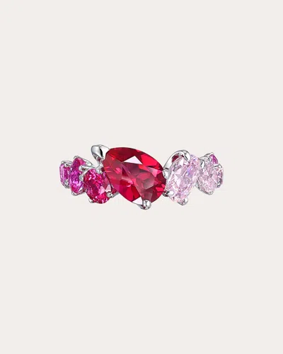 Anabela Chan Women's Nova Starburst 18k Gold Lab-grown Sapphire And Ruby Ombré Ring In Red