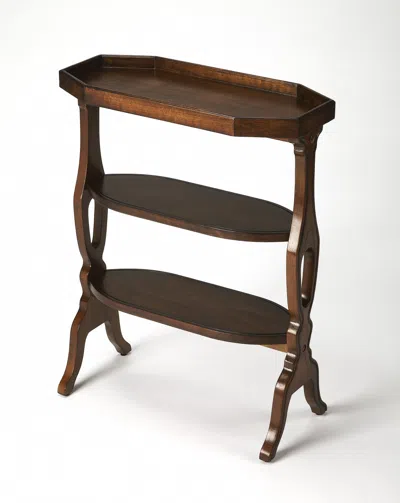 Homezia 28" Dark Brown Manufactured Wood Octagon End Table With Two Shelves