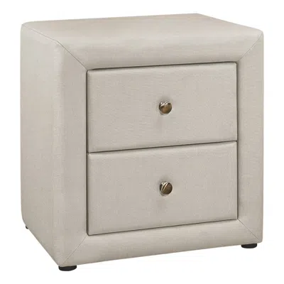 Homezia 21" Beige Linen Blend Two Drawer Nightstand