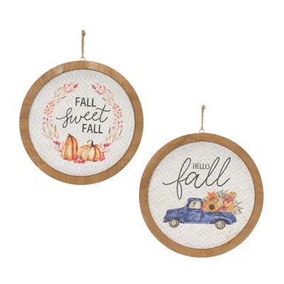 Houzbling Fall Plaque (set Of 2) 11.5"sq Mdf/wood