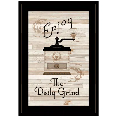 Homezia Enjoy The Daily Grind 2 Black Framed Print Kitchen Wall Art