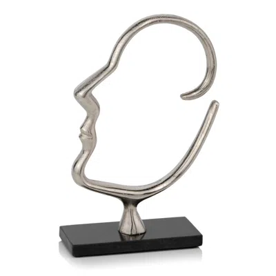 Homezia 12" Black And Silver Marble And Aluminum Tabletop Sculpture
