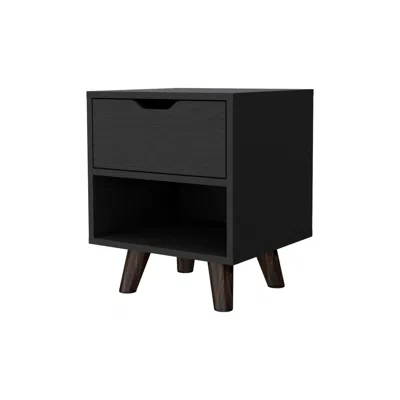 Homezia 19" Black One Drawer Faux Wood Nightstand
