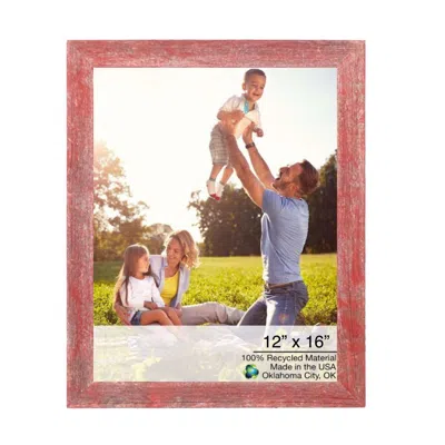 Homezia 12" X 16" Rustic Farmhouse Red Wood Frame