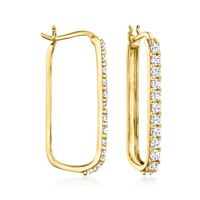 Ross-simons Diamond Paper Clip Link Hoop Earrings In 14kt Yellow Gold In White