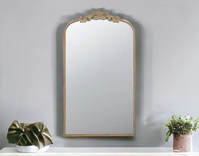 Homezia 42" Gold Crowned Top Framed Accent Mirror