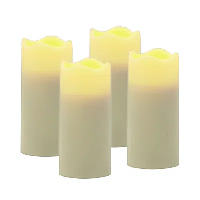 Homezia Set Of Four Ivory Flameless Pillar Candles