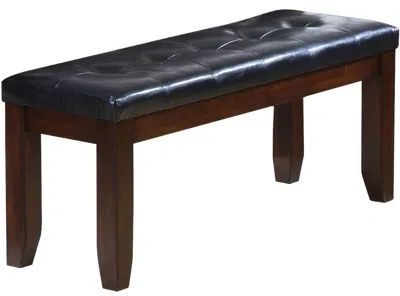 Homezia 48" Black And Espresso Upholstered Faux Leather Bench