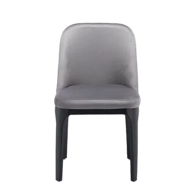 Homezia Gray And Black Upholstered Velvet Dining Side Chair