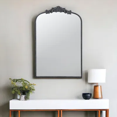 Homezia 36" Black Crowned Top Framed Accent Mirror